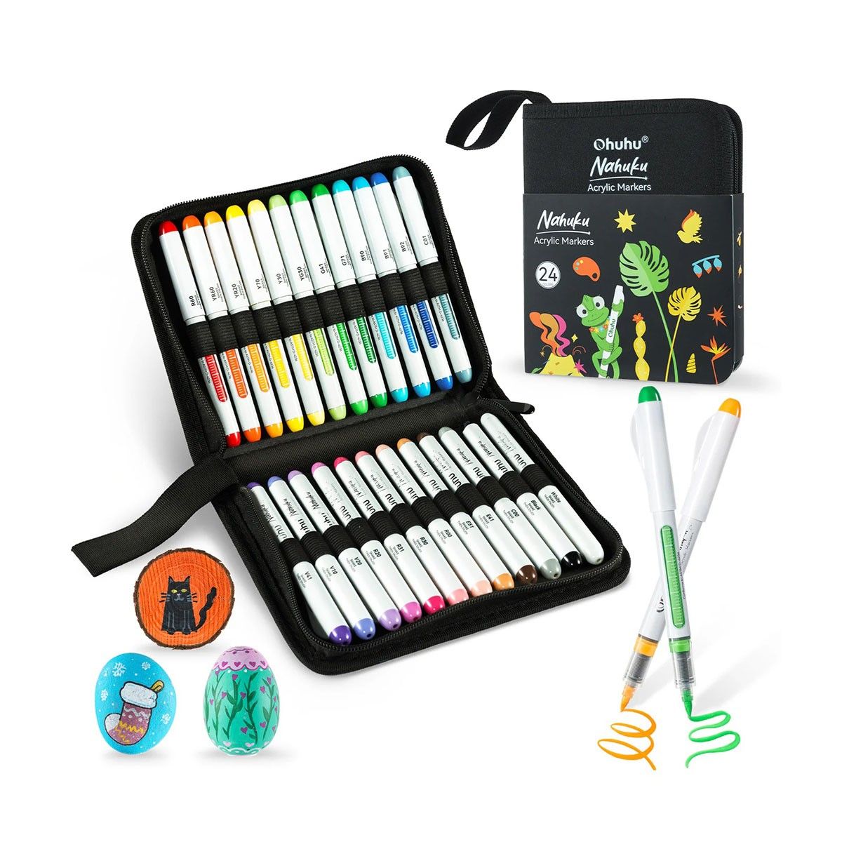 Ohuhu Σετ 24 Ανεξίτηλων Ακρυλικών Μαρκαδόρων Direct-ink Acrylic Markers Nahuku