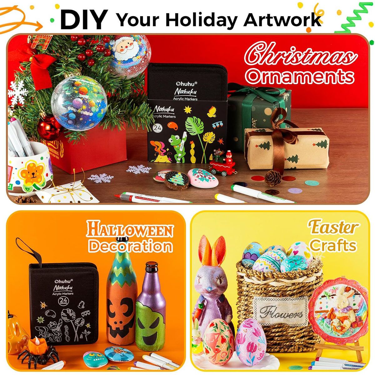 Ohuhu Direct-ink Acrylic Markers Nahuku Σετ 24 Ανεξίτηλων Ακρυλικών Μαρκαδόρων