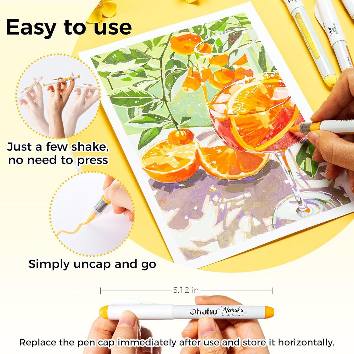 Ohuhu Direct-ink Acrylic Markers Nahuku Σετ 24 Ανεξίτηλων Ακρυλικών Μαρκαδόρων