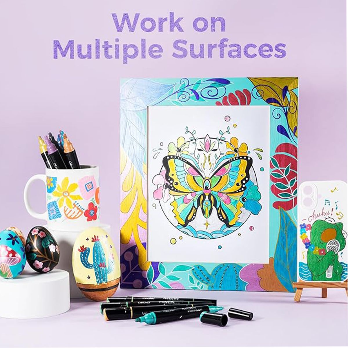 Ohuhu Σετ 30 Ανεξίτηλων Ακρυλικών Μαρκαδόρων Διπλής Μύτης - Μεταλλικά Χρώματα