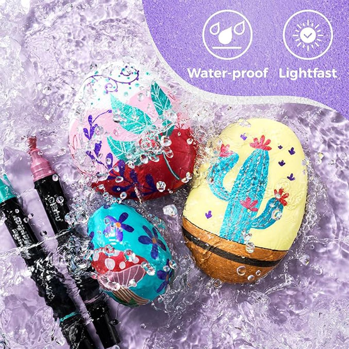 Ohuhu Σετ 30 Ανεξίτηλων Ακρυλικών Μαρκαδόρων Διπλής Μύτης - Μεταλλικά Χρώματα