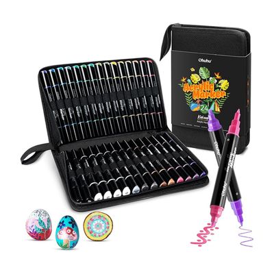 Ohuhu Σετ 30 Ανεξίτηλων Ακρυλικών Μαρκαδόρων Διπλής Μύτης - Μεταλλικά Χρώματα