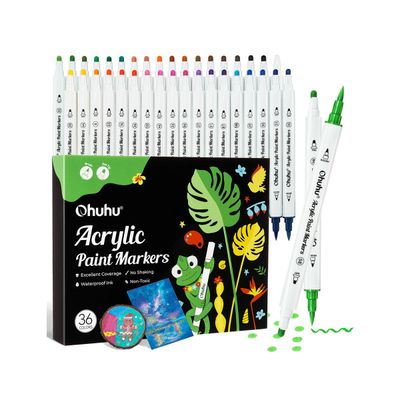 Ohuhu Acrylic Paint Markers Cotton-core Σετ 36 Ακρυλικών Μαρκαδόρων Brush &amp; Dot