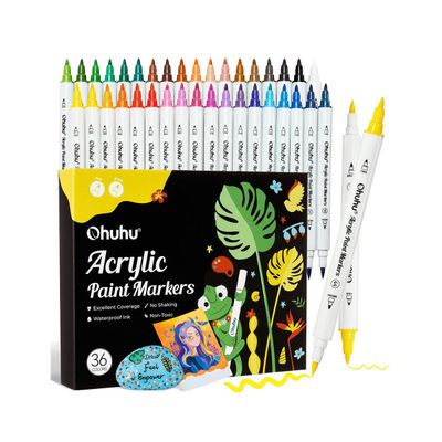 Ohuhu Acrylic Paint Markers Cotton-core Σετ 36 Ακρυλικών Μαρκαδόρων Brush &amp; Fine