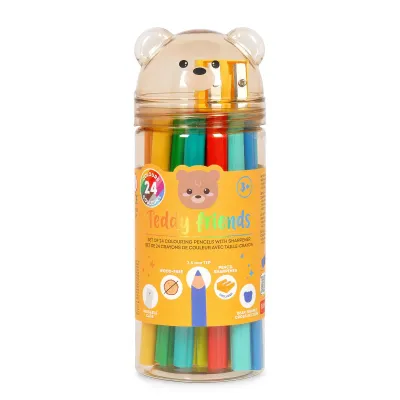 Ξυλομπογιές με ξύστρα 24 Τεμαχίων Teddy Friends Legami