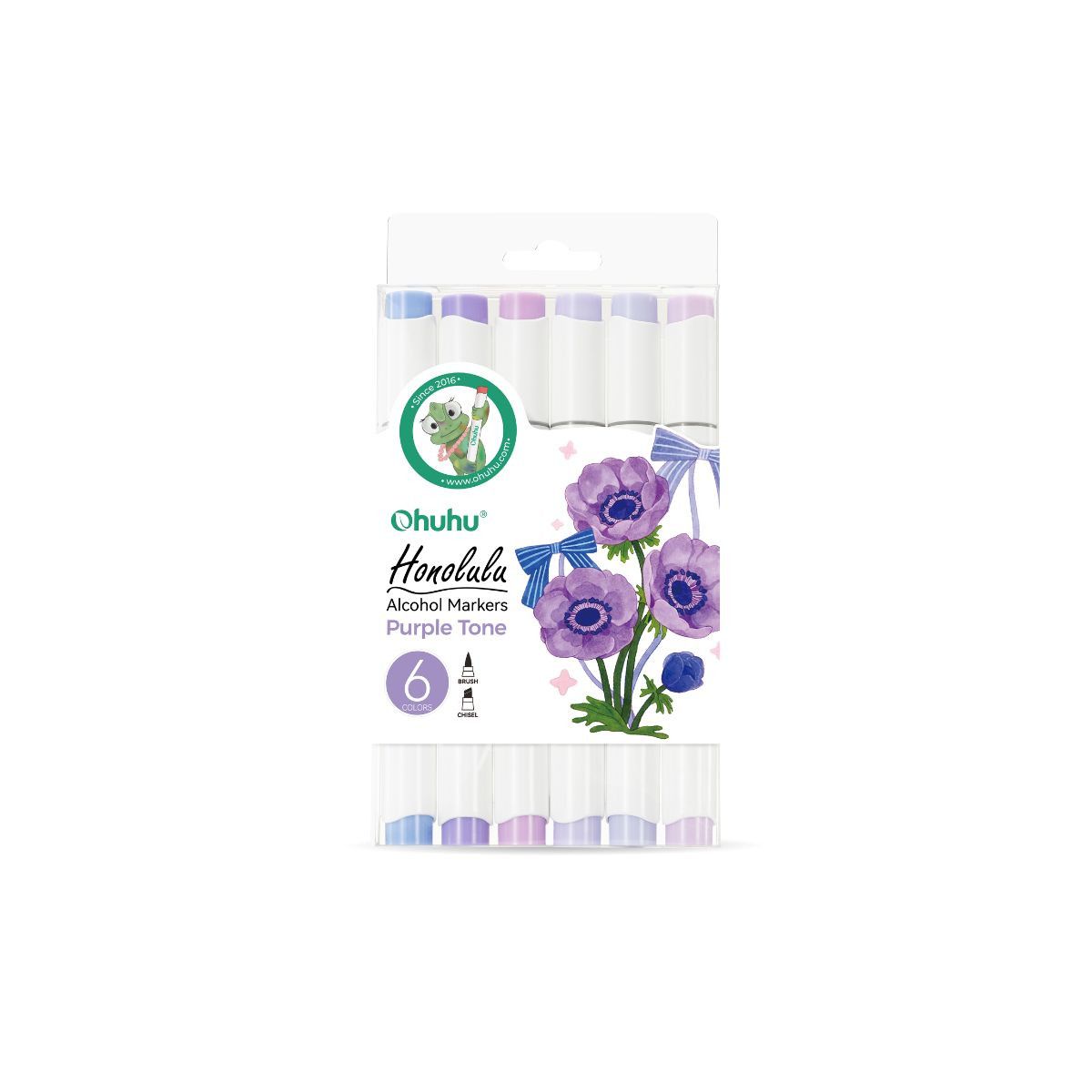 Ohuhu Honolulu Alcohol Markers Σετ Μαρκαδόρων 6 Purple Tones Brush &amp; Chisel