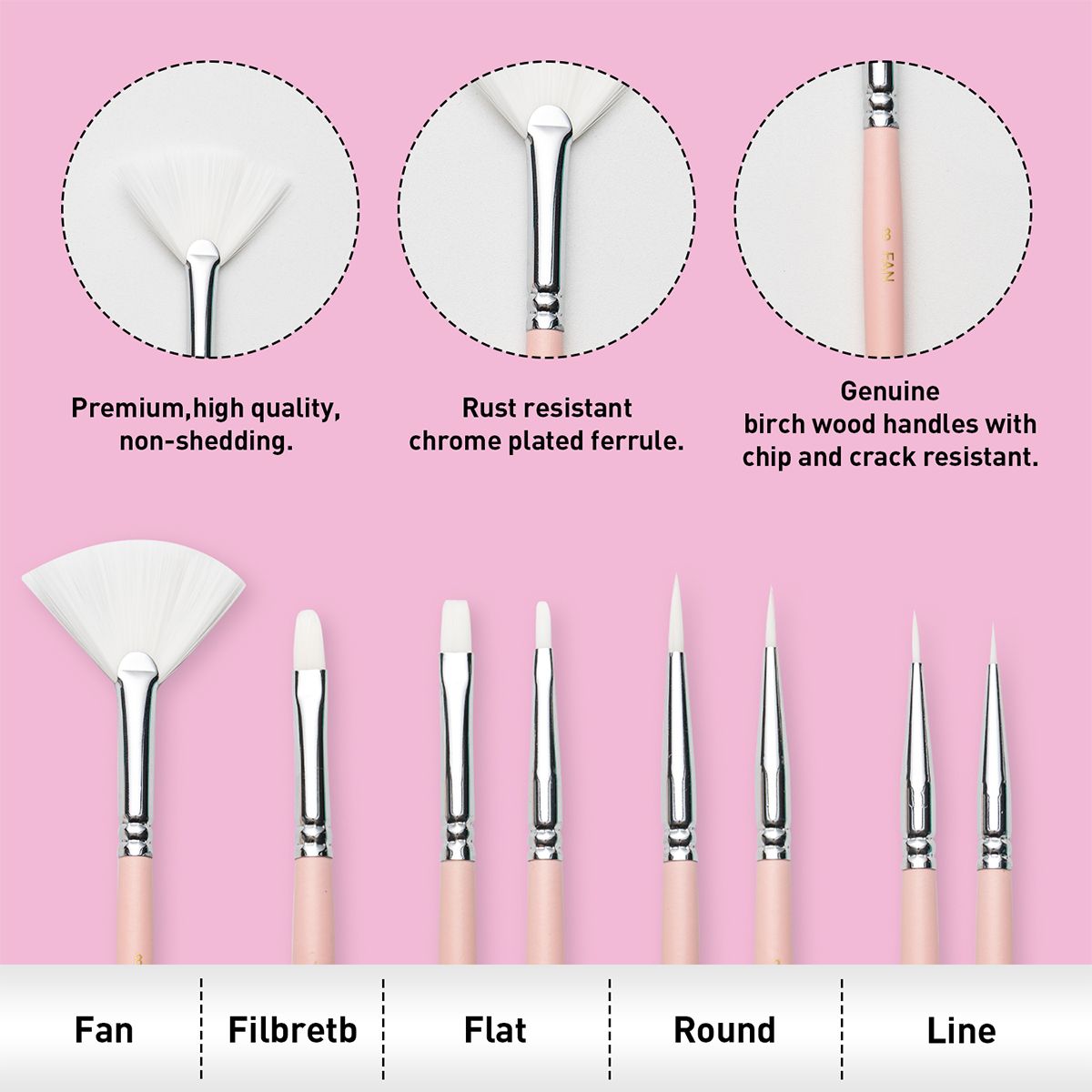HIMI Brush Σετ 8 Πινέλων (Pink Case)