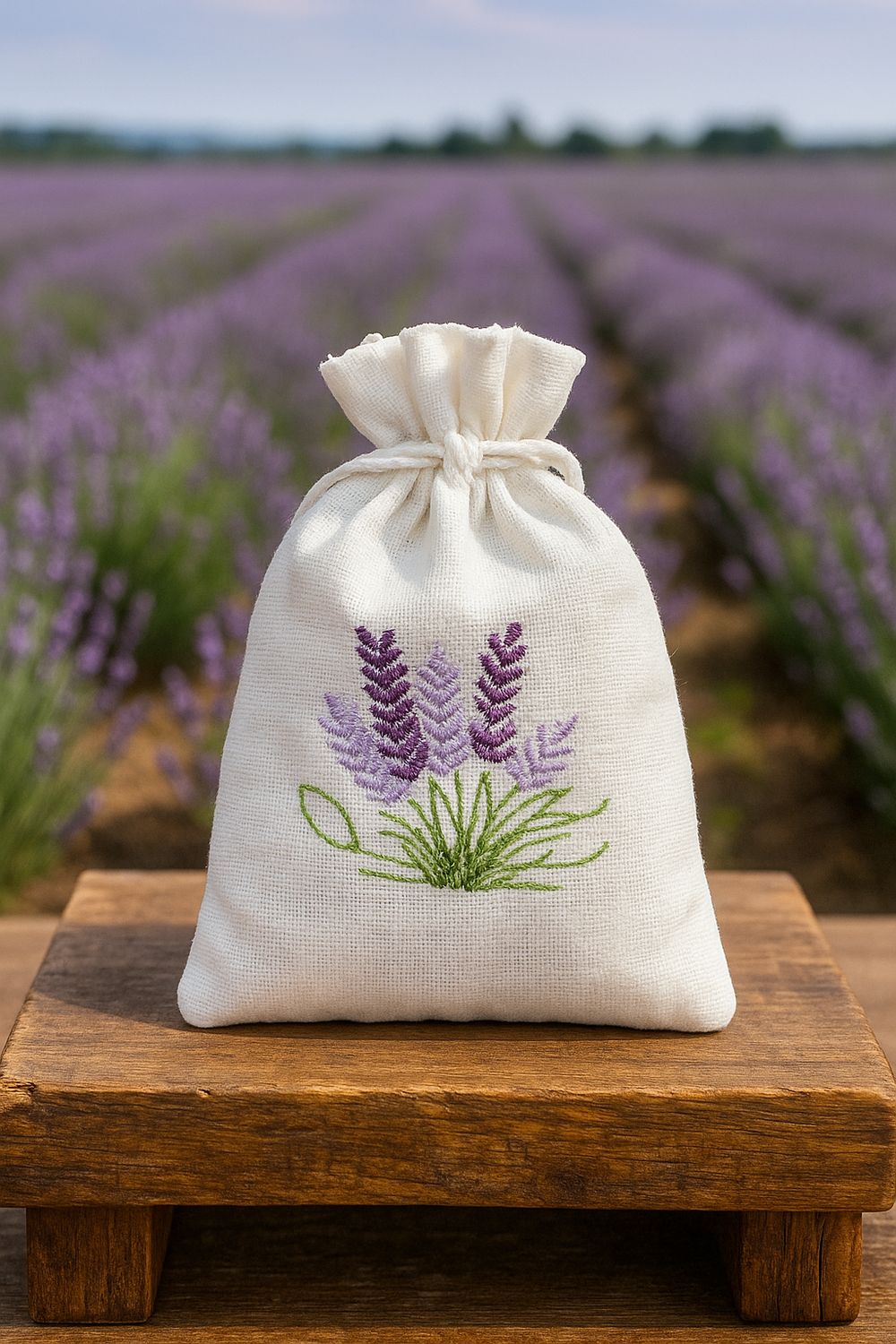 Field Lavender sachet / bottom embroidered bag