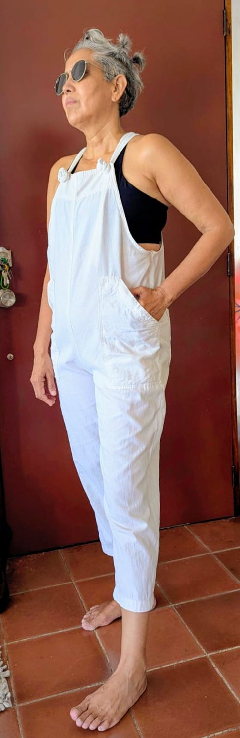 Overall on cotton or linen