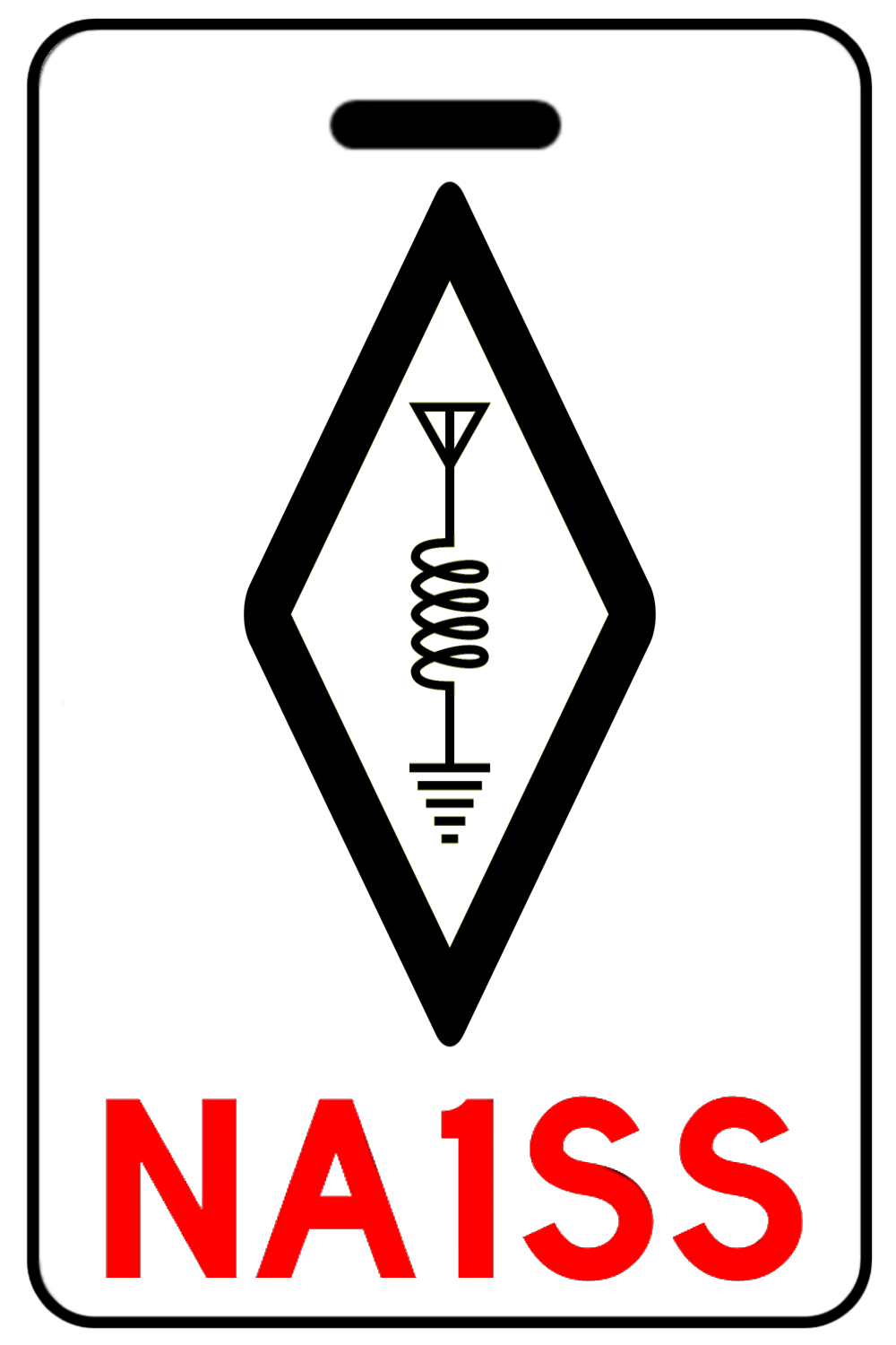 Amateur/HAM Radio with Call Sign & Black Logo, Tag Color: White