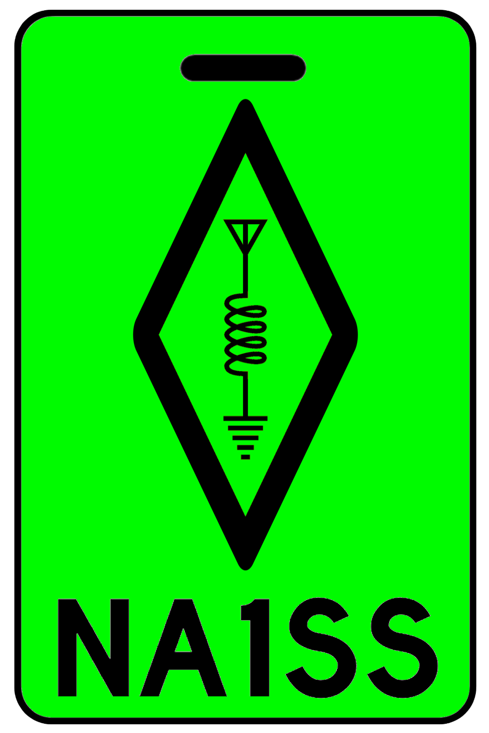 Hi-Viz Amateur/HAM Radio with Call Sign, Tag Color: Hi-Viz Green