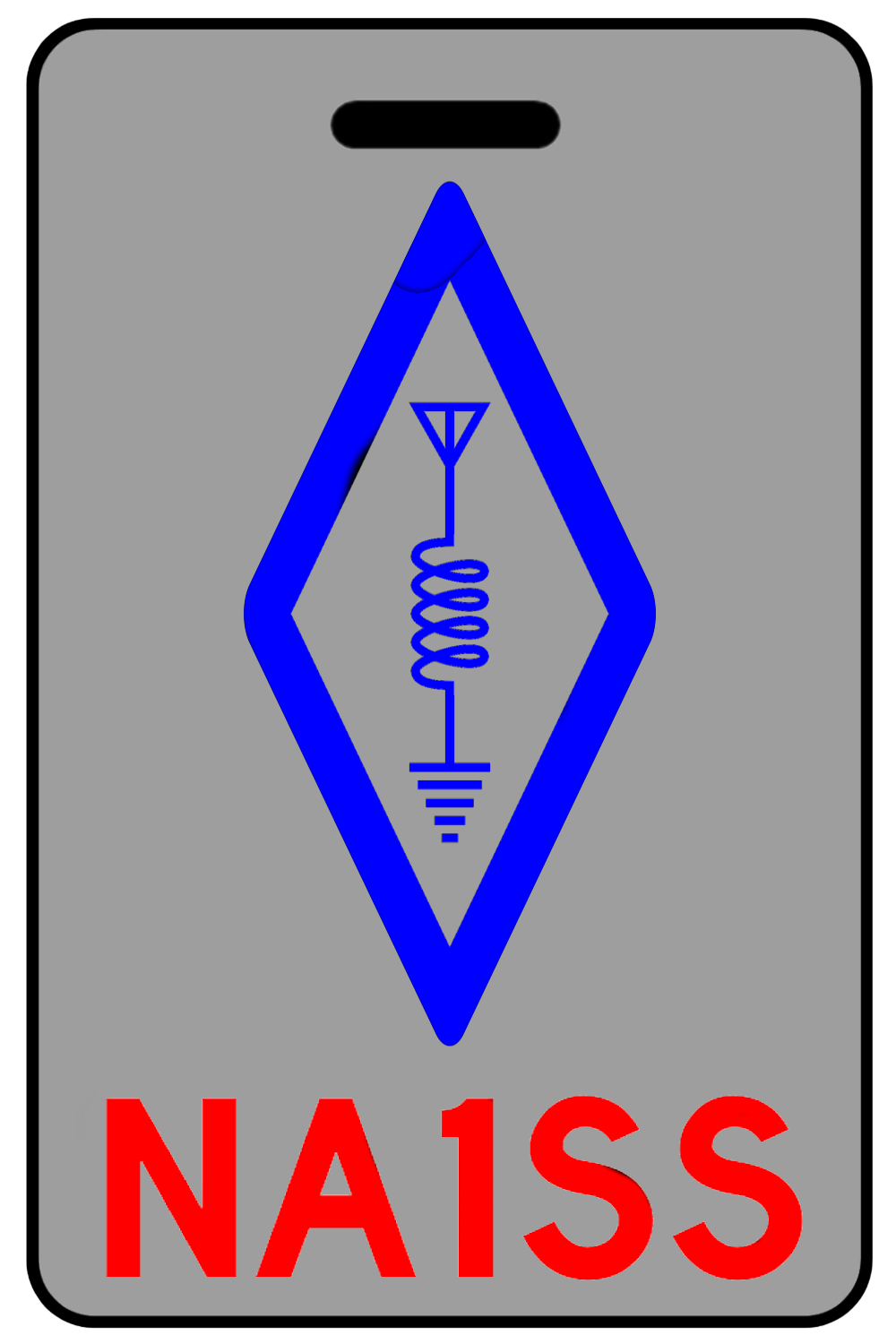 Amateur/HAM Radio with Call Sign & Blue Logo, Tag Color: Lo-Viz Gray