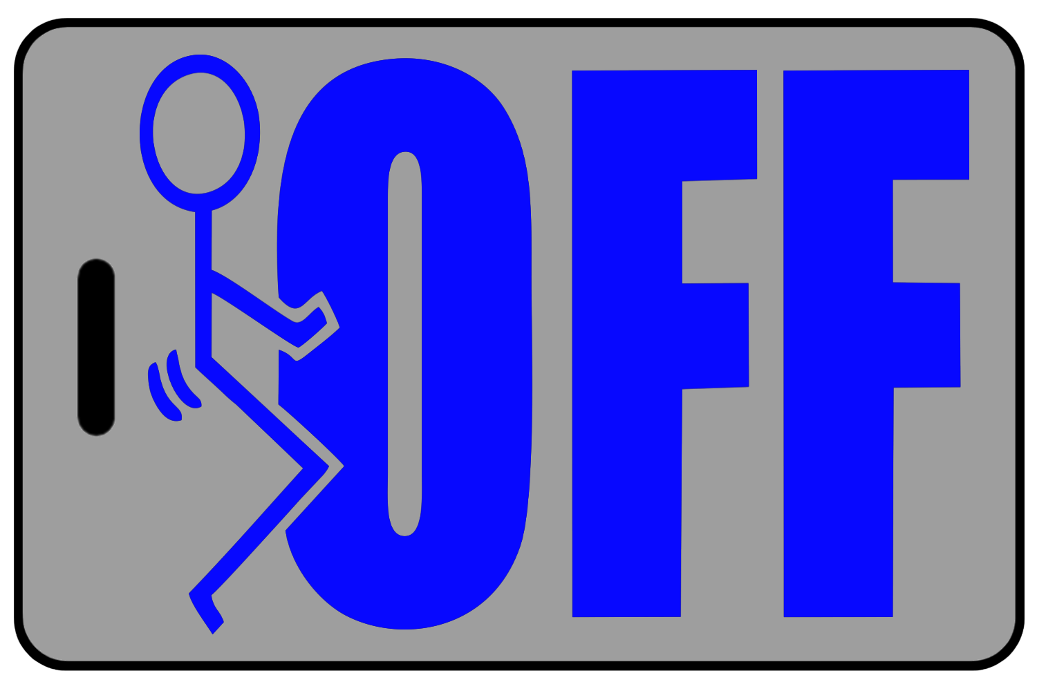 "F" Off with Blue Logo, Tag Color: Lo-Viz Gray