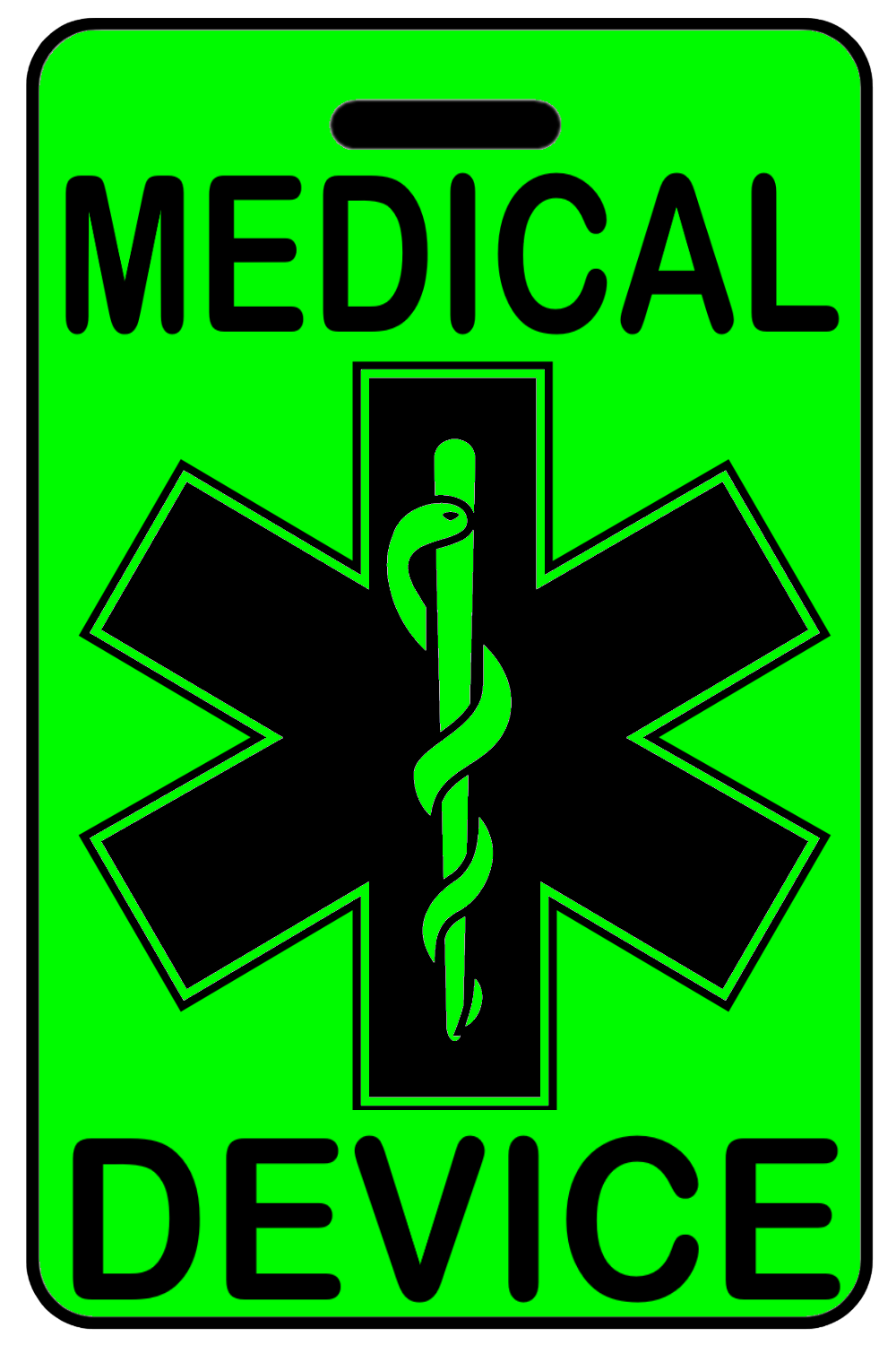 Hi-Viz Medical Device, Tag Color: Hi-Viz Green