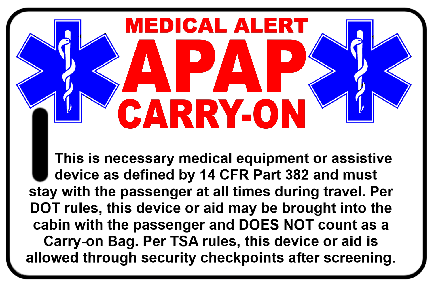 Carry-On APAP, Tag Color: White