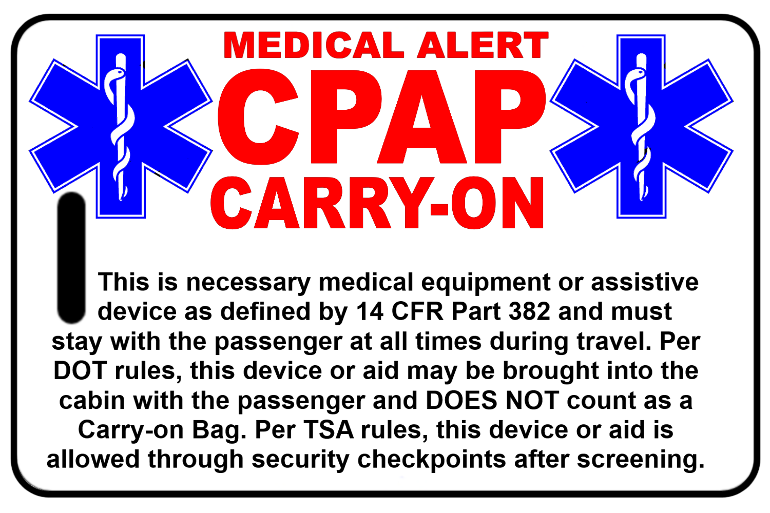 Carry-On CPAP, Tag Color: White