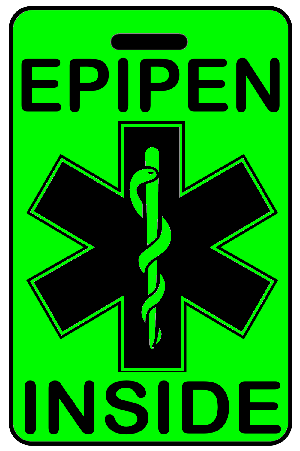 Hi-Viz EPIPEN Inside, Tag Color: Hi-Viz Green