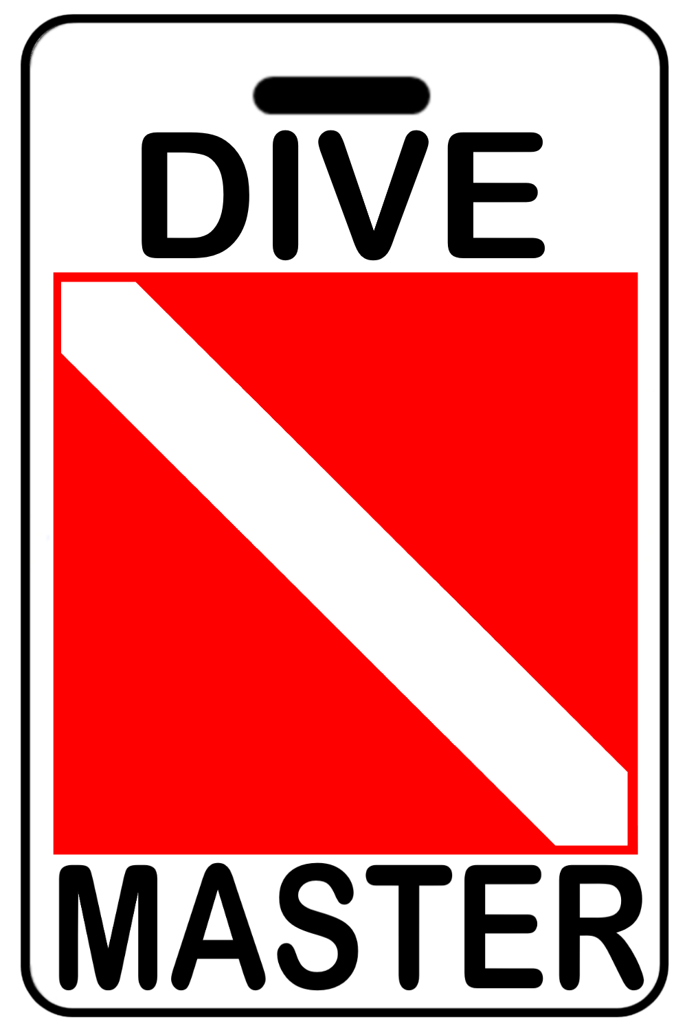 Dive Master with SCUBA Flag, Tag Color: White