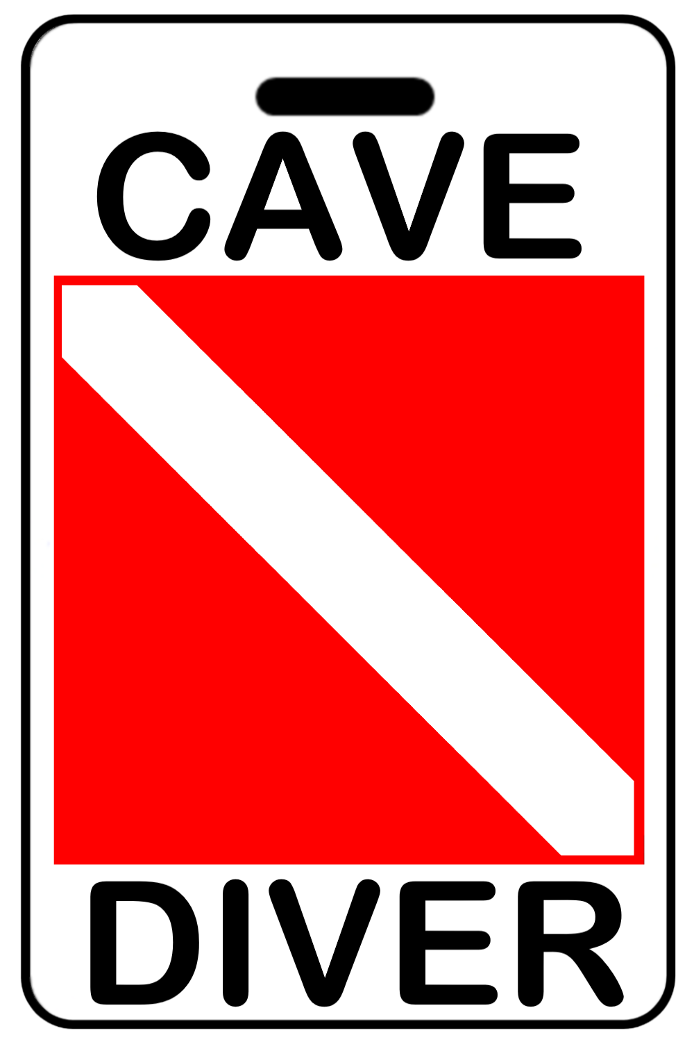 Cave Diver with SCUBA Flag, Tag Color: White