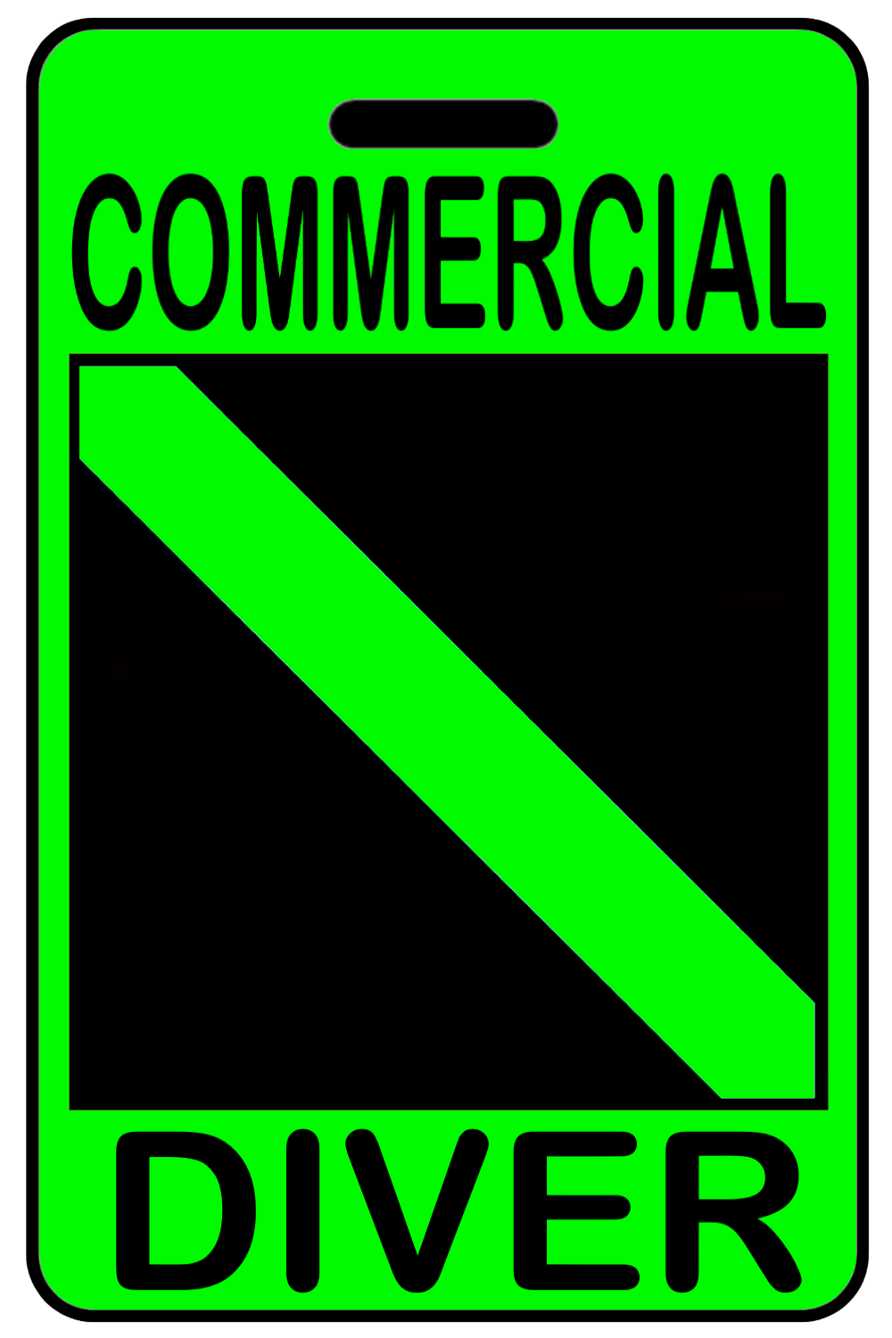 Hi-Viz Commercial Diver with SCUBA Flag, Tag Color: Hi-Viz Green