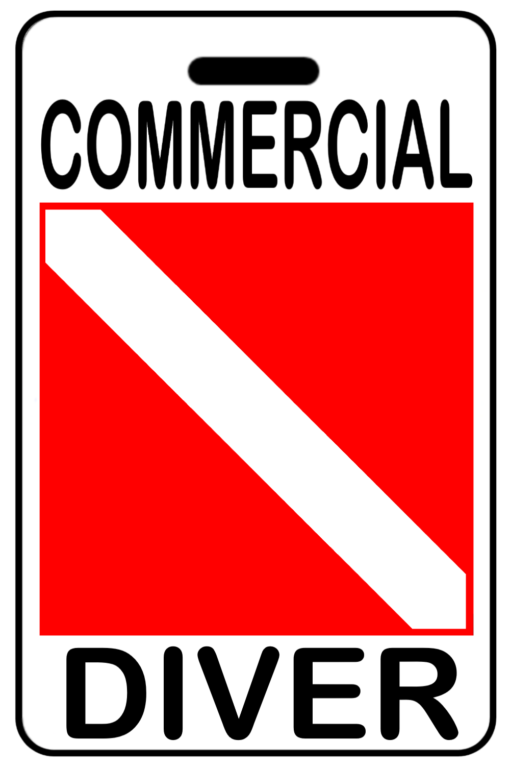 Commercial Diver with SCUBA Flag, Tag Color: White
