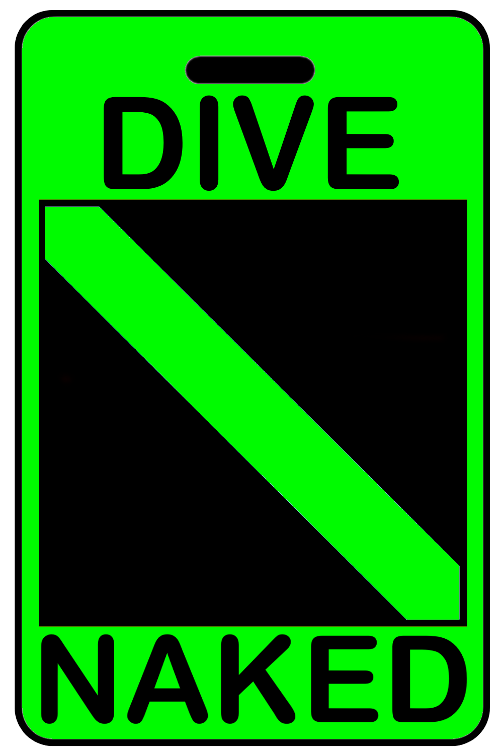 Hi-Viz Dive Naked with SCUBA Flag, Tag Color: Hi-Viz Green
