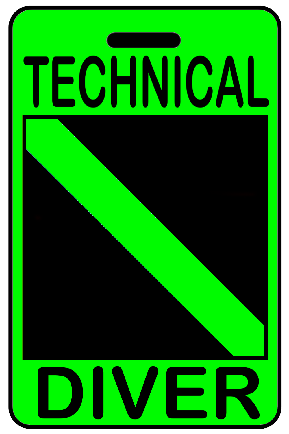 Hi-Viz Technical Diver with SCUBA Flag, Tag Color: Hi-Viz Green