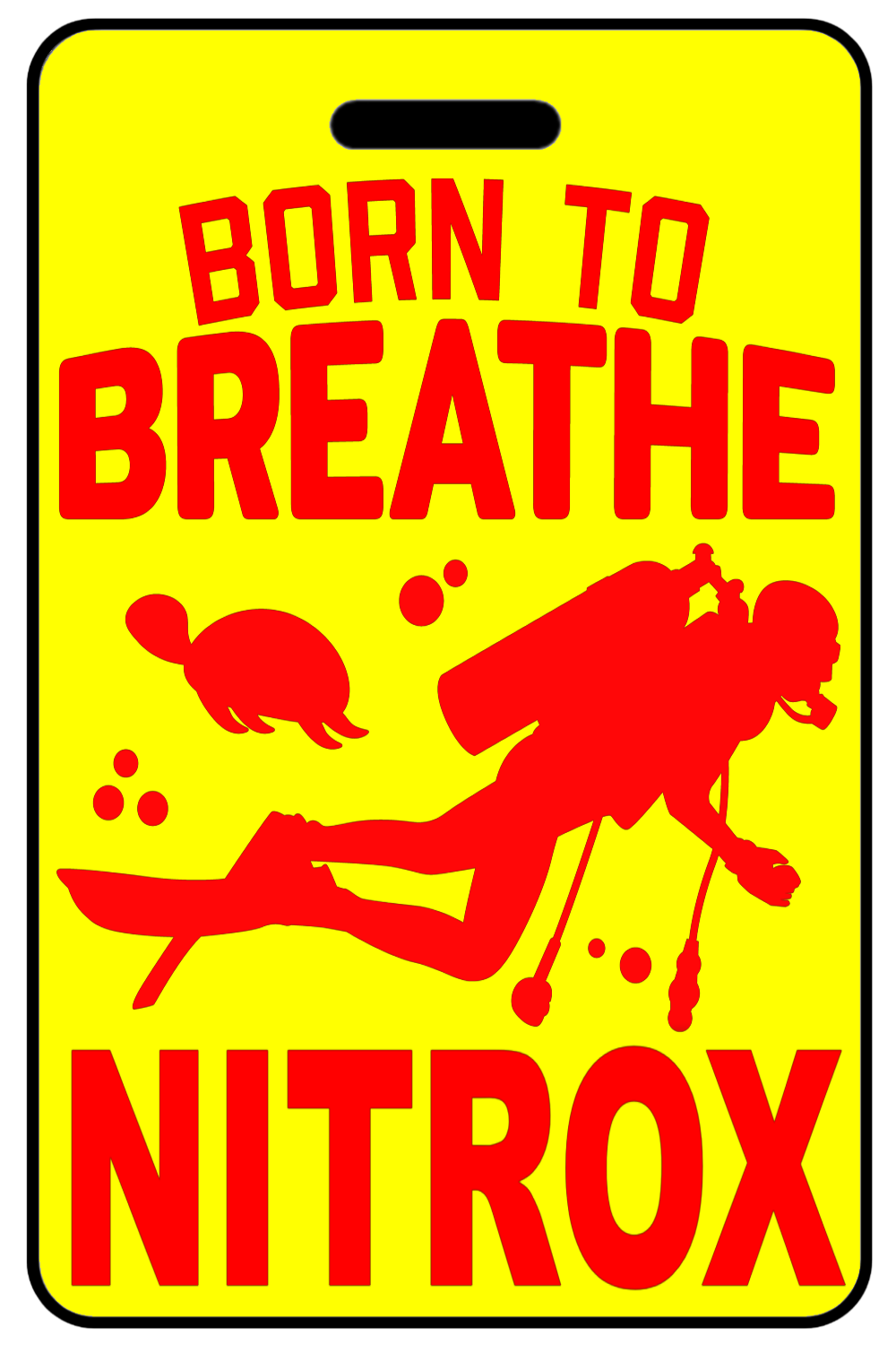 Born to Breathe NITROX with Red Logo, Tag Color: Safety Yellow