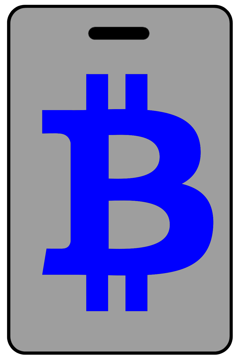 Bitcoin "B" Logo in Blue, Tag Color: Lo-Viz Gray