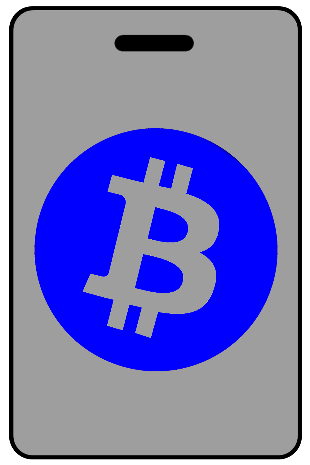 Bitcoin Logo in Blue, Tag Color: Lo-Viz Gray