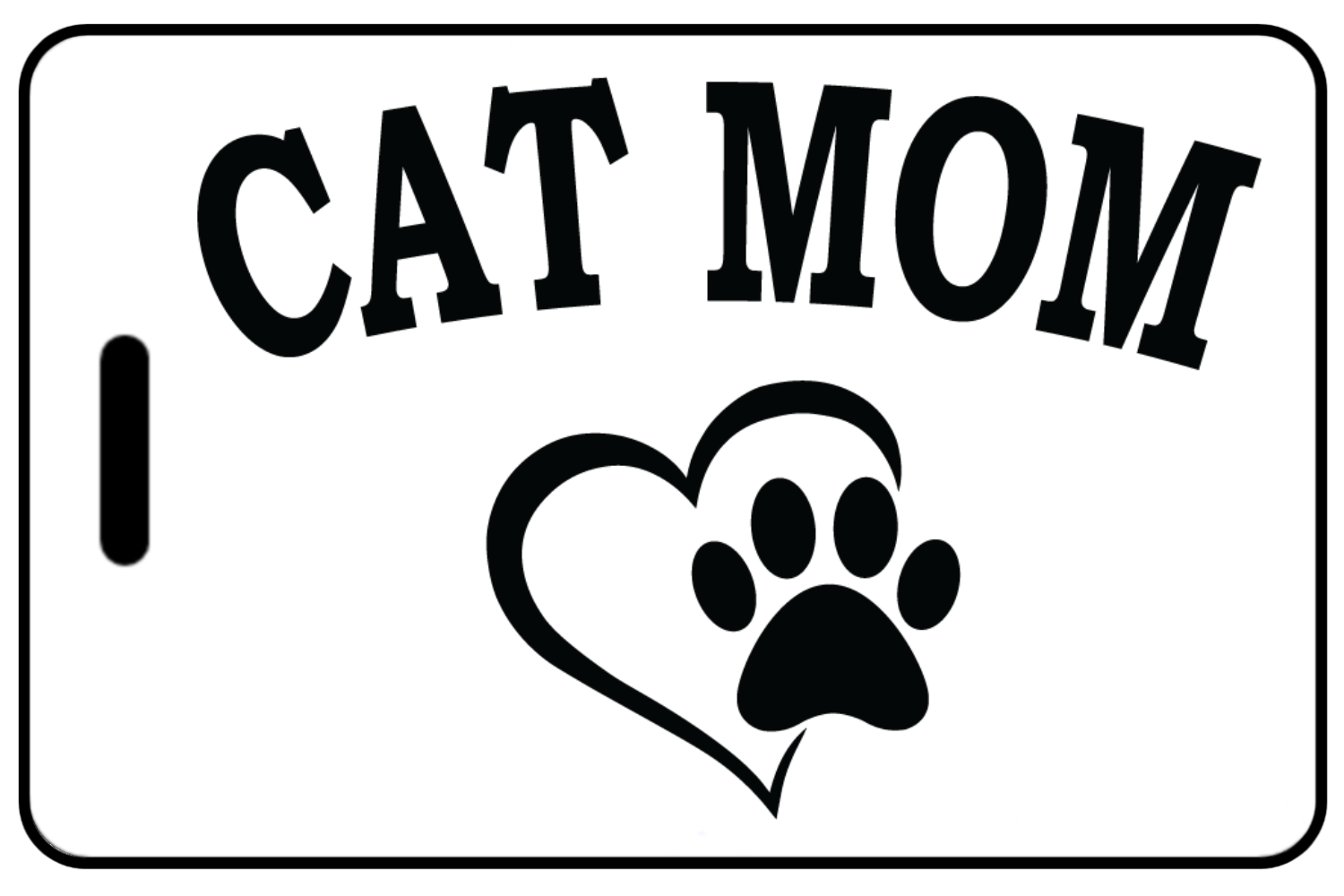 Cat Mom with Heart and Paw, Tag Color: White