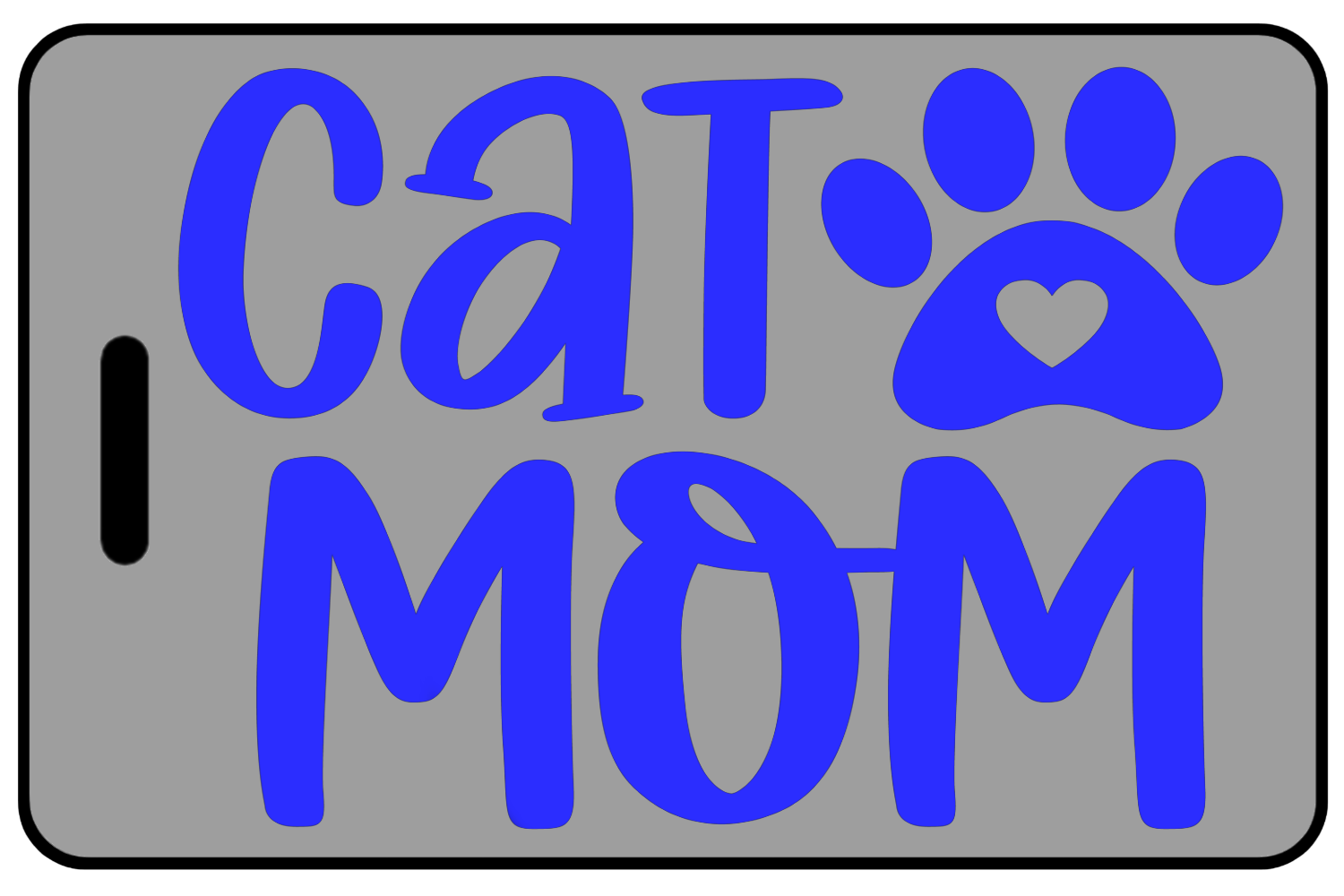 Cat Mom with Paw in Blue, Tag Color: Lo-Viz Gray