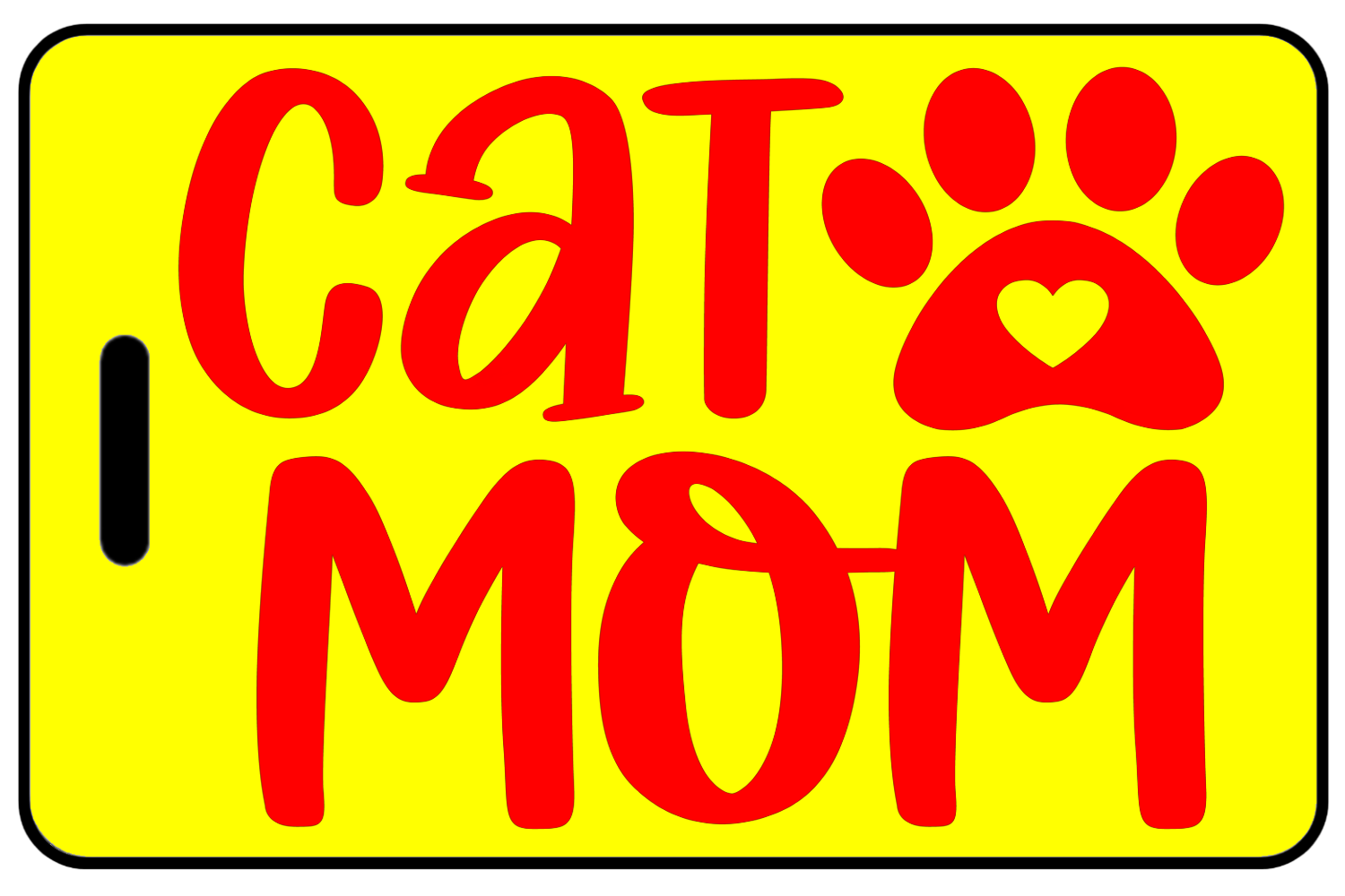 Cat Mom with Paw in Red, Tag Color: Safety Yellow