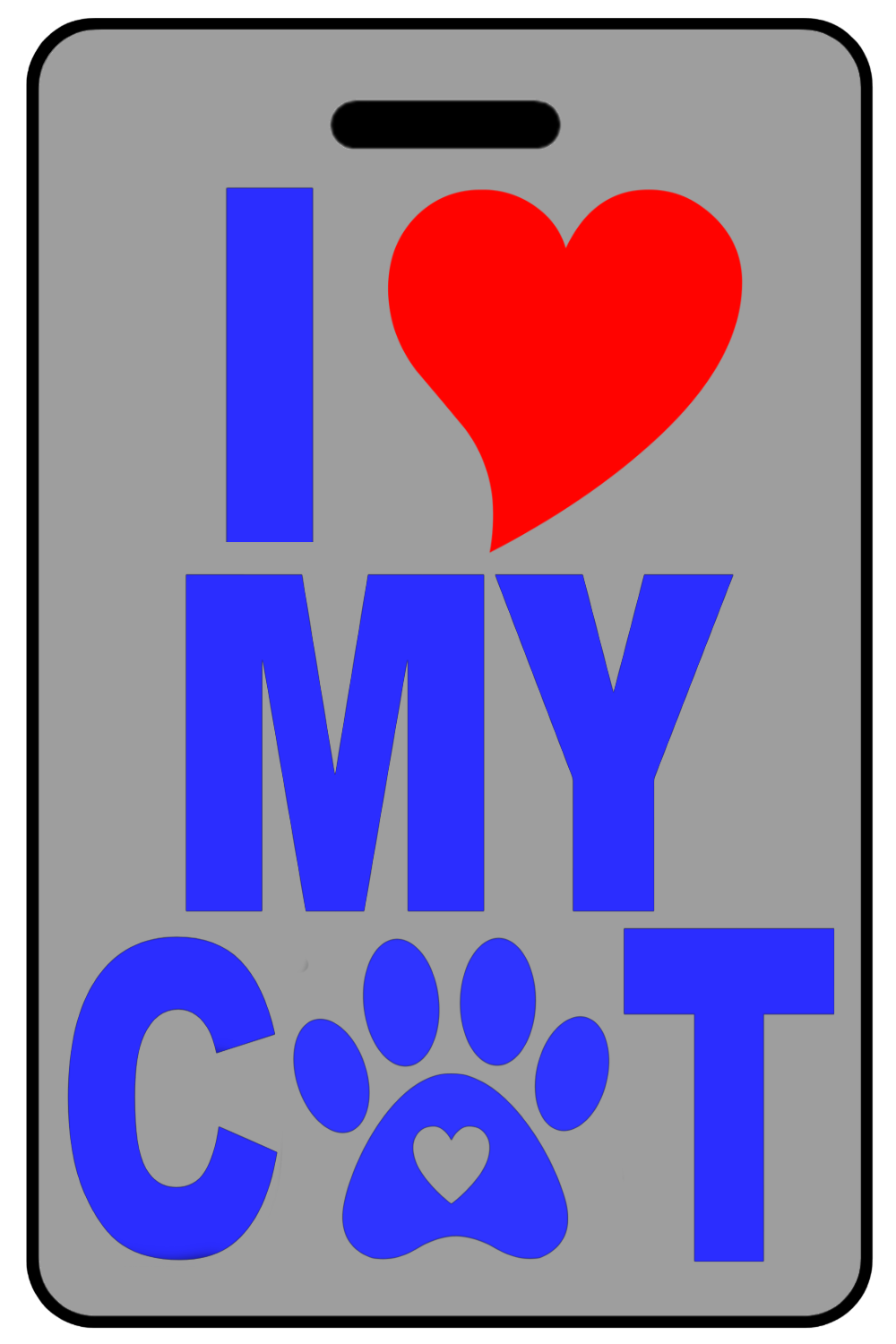 I Heart My Cat in Blue, Tag Color: Lo-Viz Gray