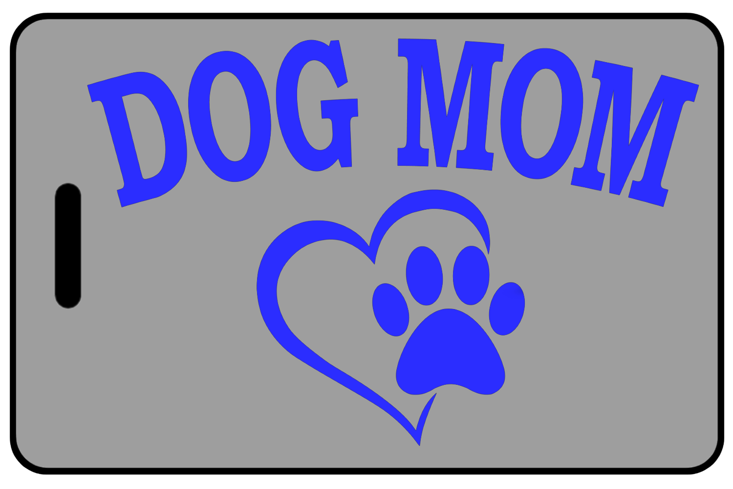 Dog Mom with Heart and Paw in Blue, Tag Color: Lo-Viz Gray