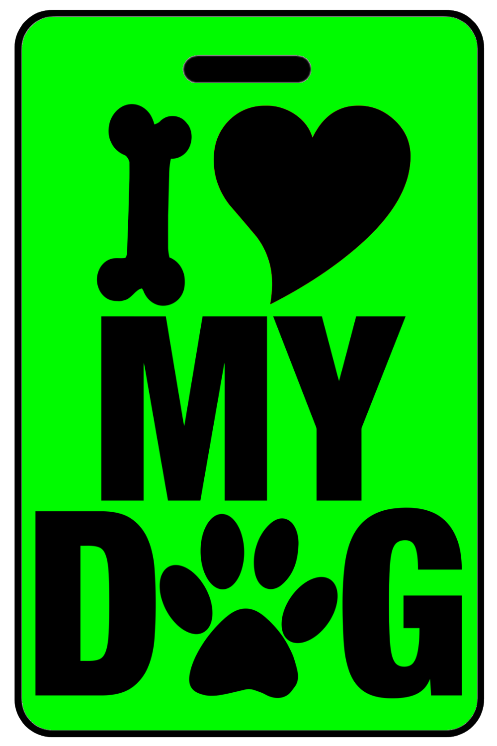 Hi-Viz I Heart My Dog, Tag Color: Hi-Viz Green