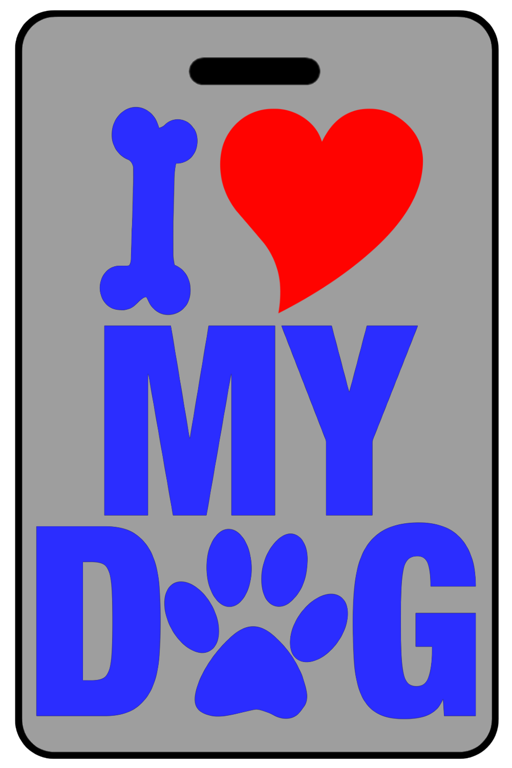 I Heart My Dog in Blue, Tag Color: Lo-Viz Gray