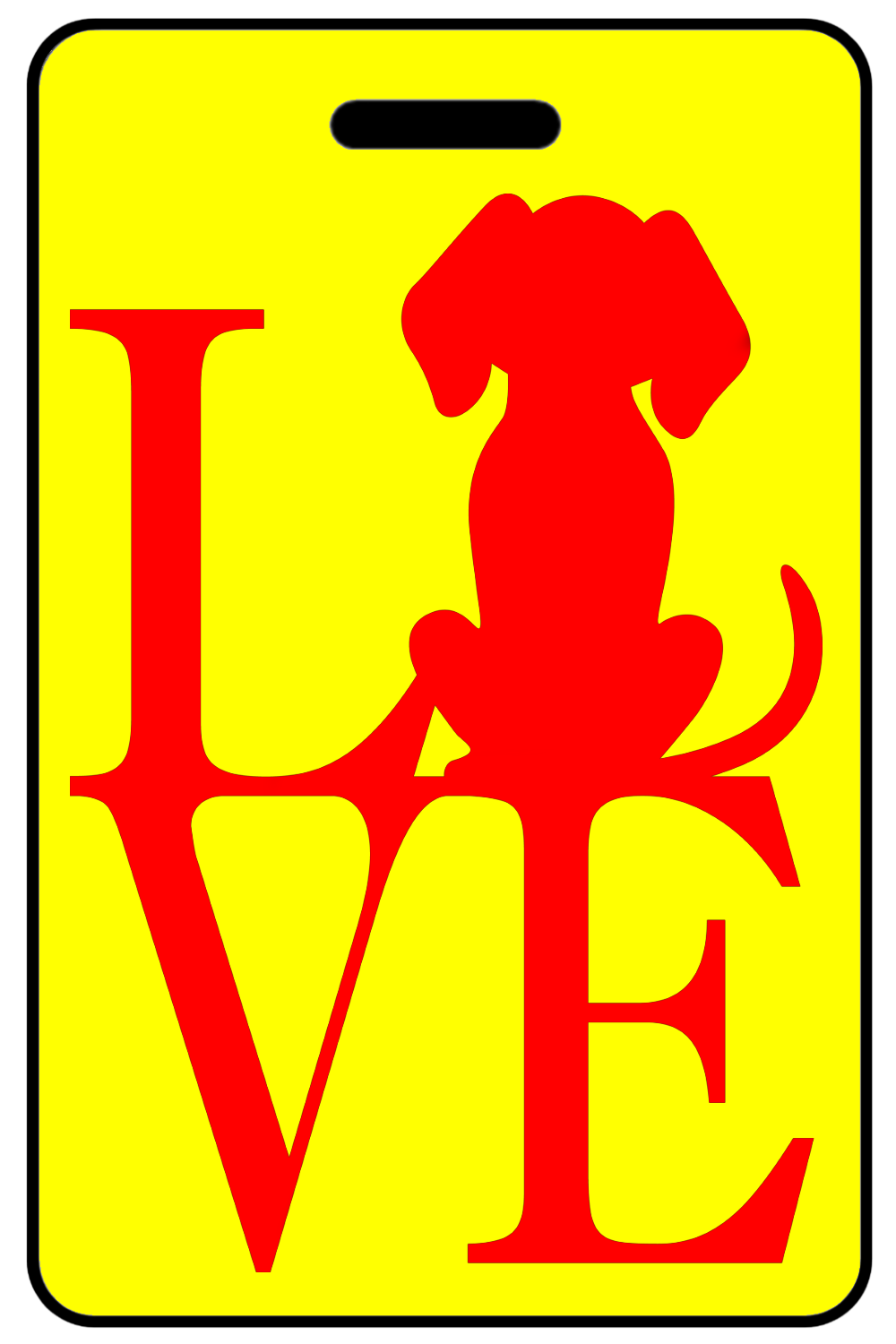 Love with Dog in Red, Tag Color: Safety Yellow