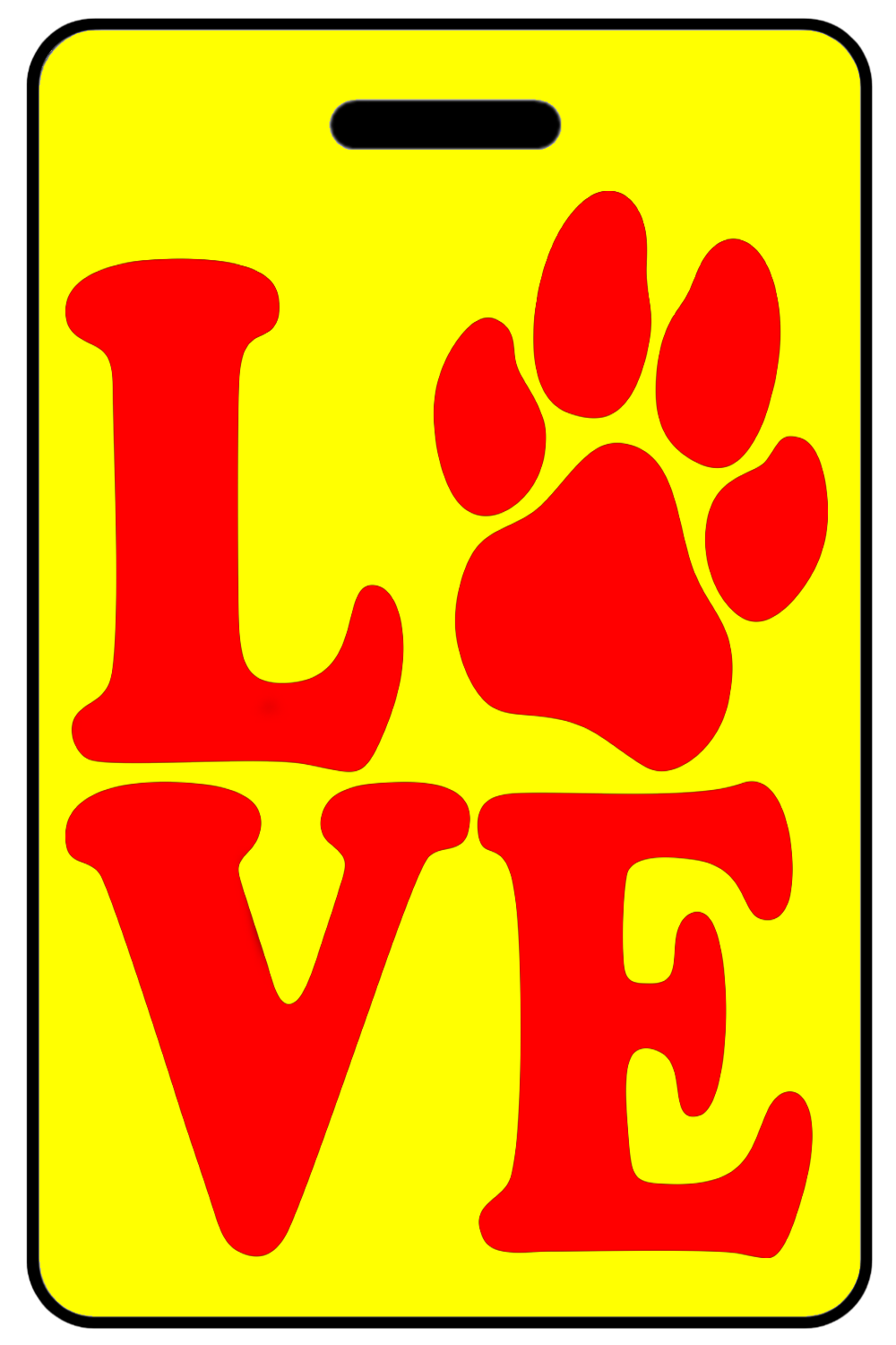Love Paw Print in Red, Tag Color: Safety Yellow