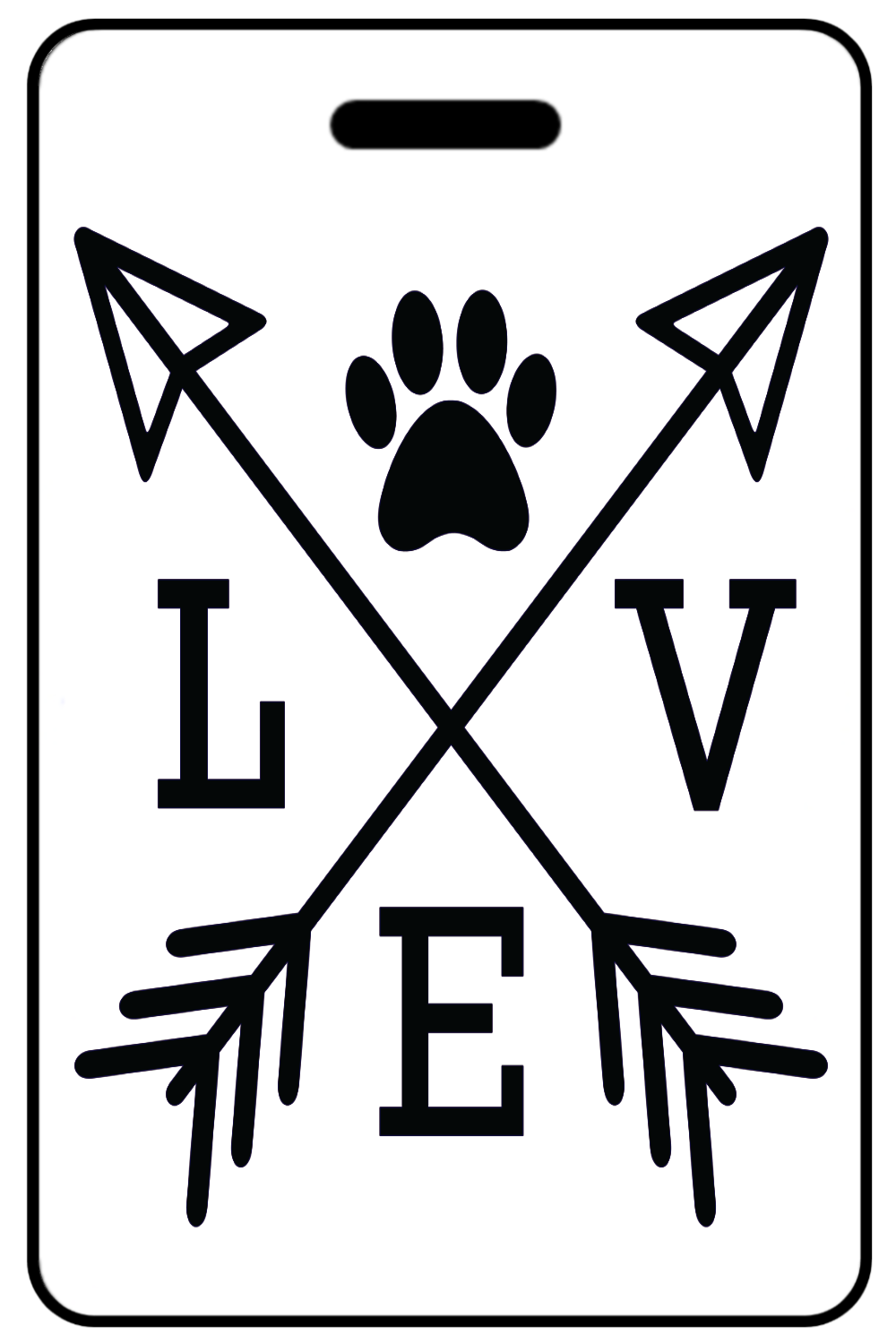 Love with Paw Print, Tag Color: White