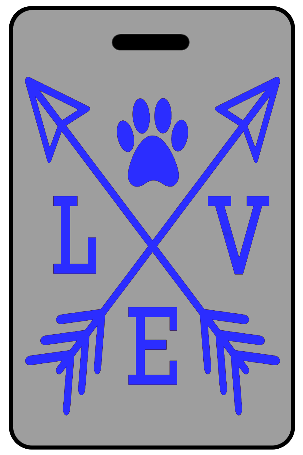Love with Paw Print in Blue, Tag Color: Lo-Viz Gray