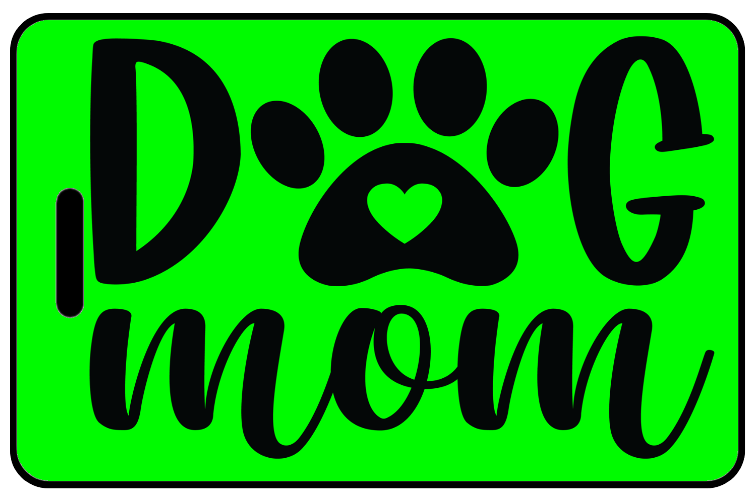 Hi-Viz Dog with Paw, Tag Color: Hi-Viz Green