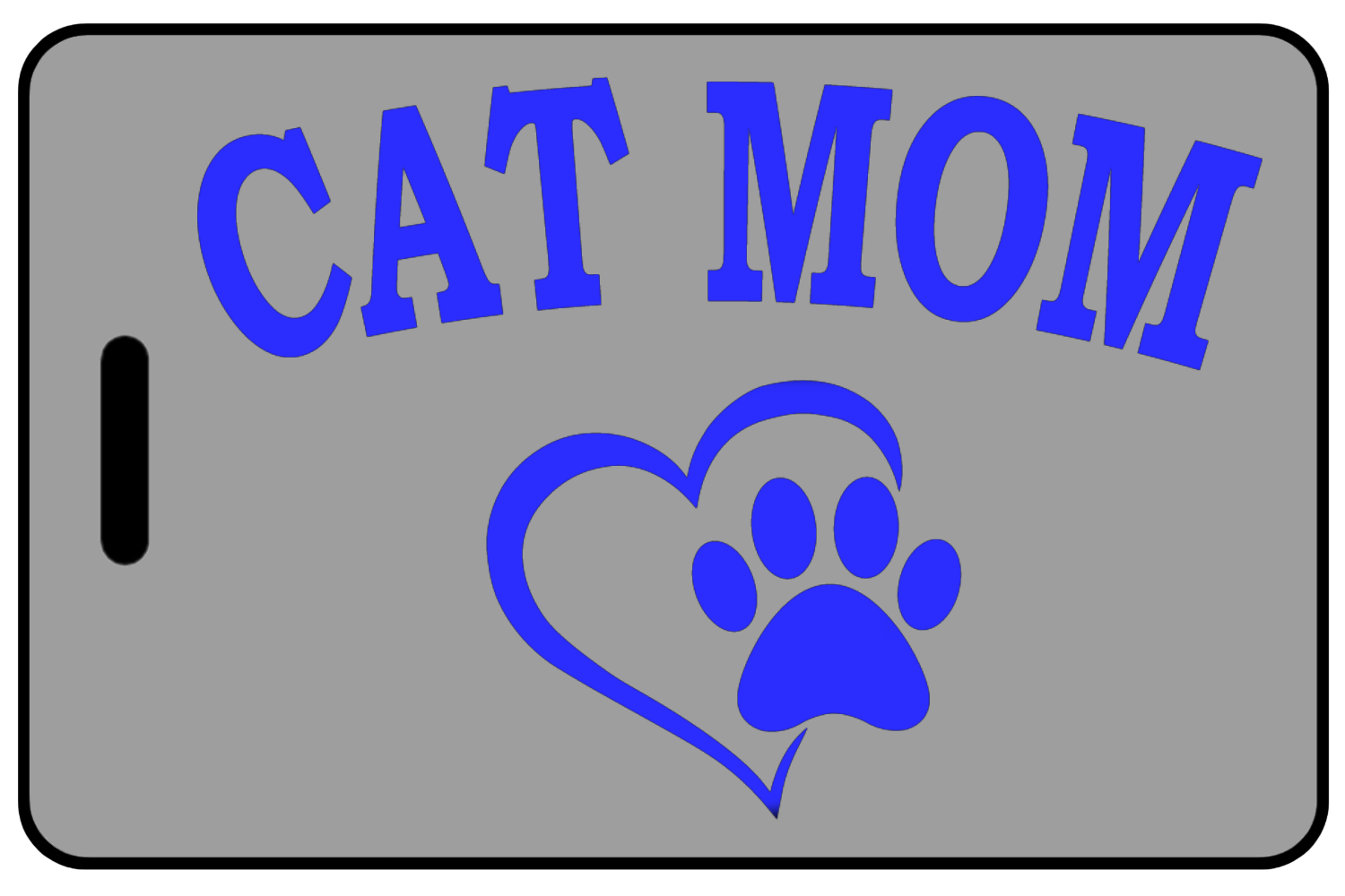 Cat Mom with Heart and Paw in Blue, Tag Color: Lo-Viz Gray