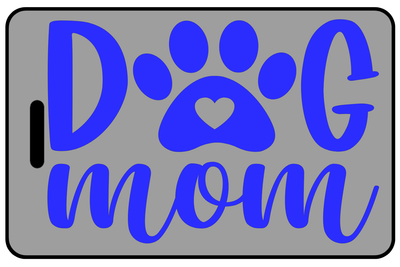 Dog Mom with Paw in Blue, Tag Color: Lo-Viz Gray