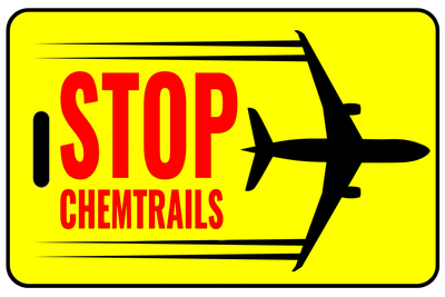 STOP ChemTrails with Red Text, Tag Color: Safety Yellow