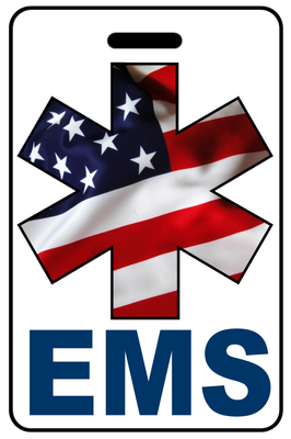 EMS with Patriotic USA Wavy Flag Star of Life