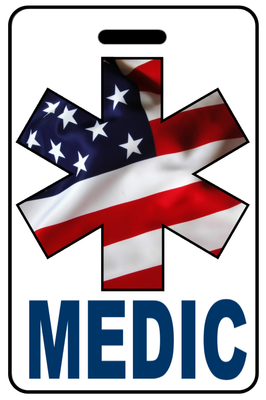 MEDIC with Patriotic USA Wavy Flag Star of Life
