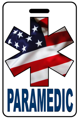 PARAMEDIC with Patriotic USA Wavy Flag Star of Life