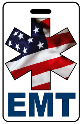 EMT with Patriotic USA Wavy Flag Star of Life
