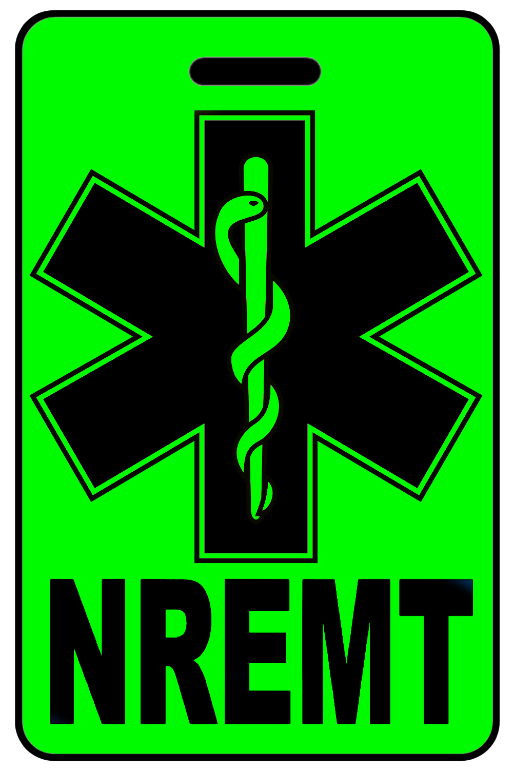Hi-Viz NREMT with Star of Life, Tag Color: Hi-Viz Green